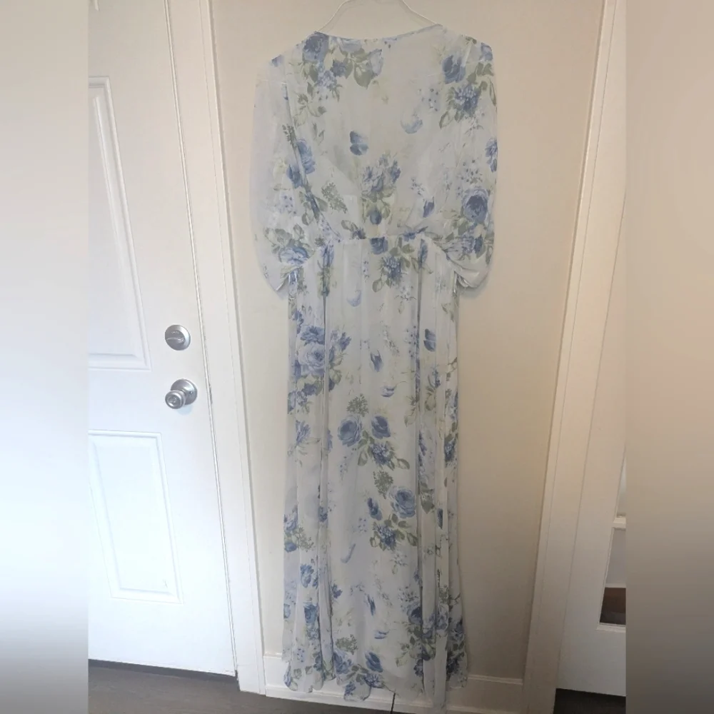 NWT Abercrombie Dolman Sleeve Flowy Maxi Dress in Blue Floral, XL